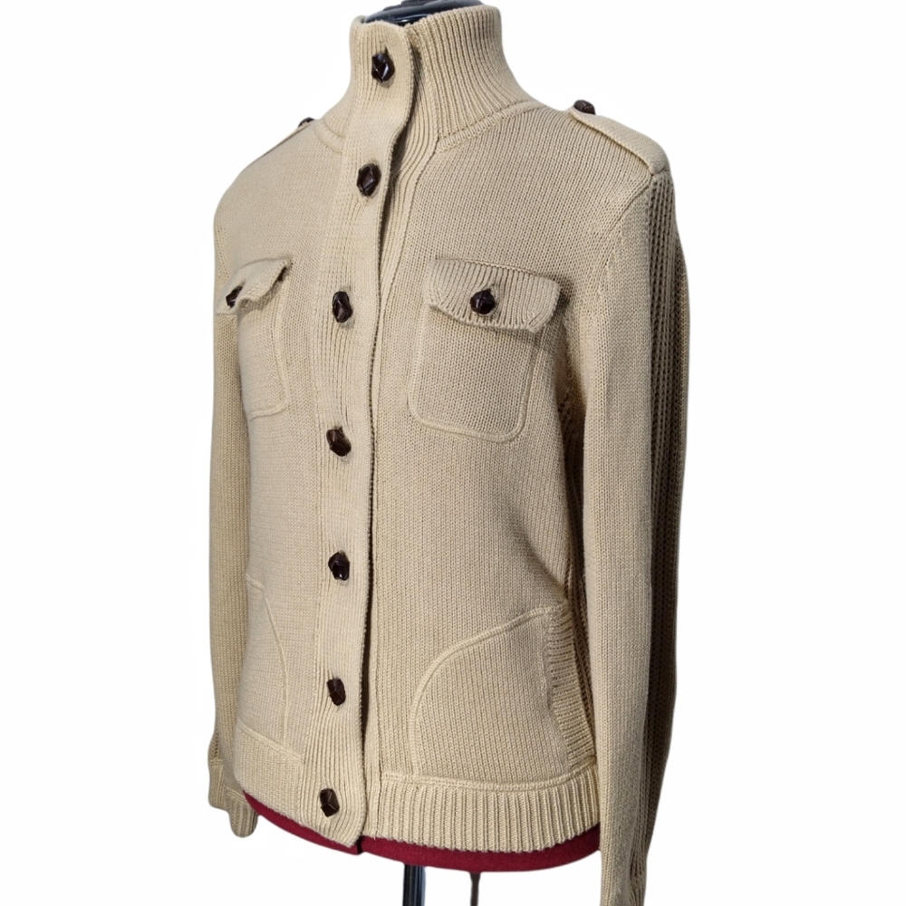 Ralph Lauren Camel Tan Cardigan Sweater Y2K 90s Medium - Picture 8 of 16